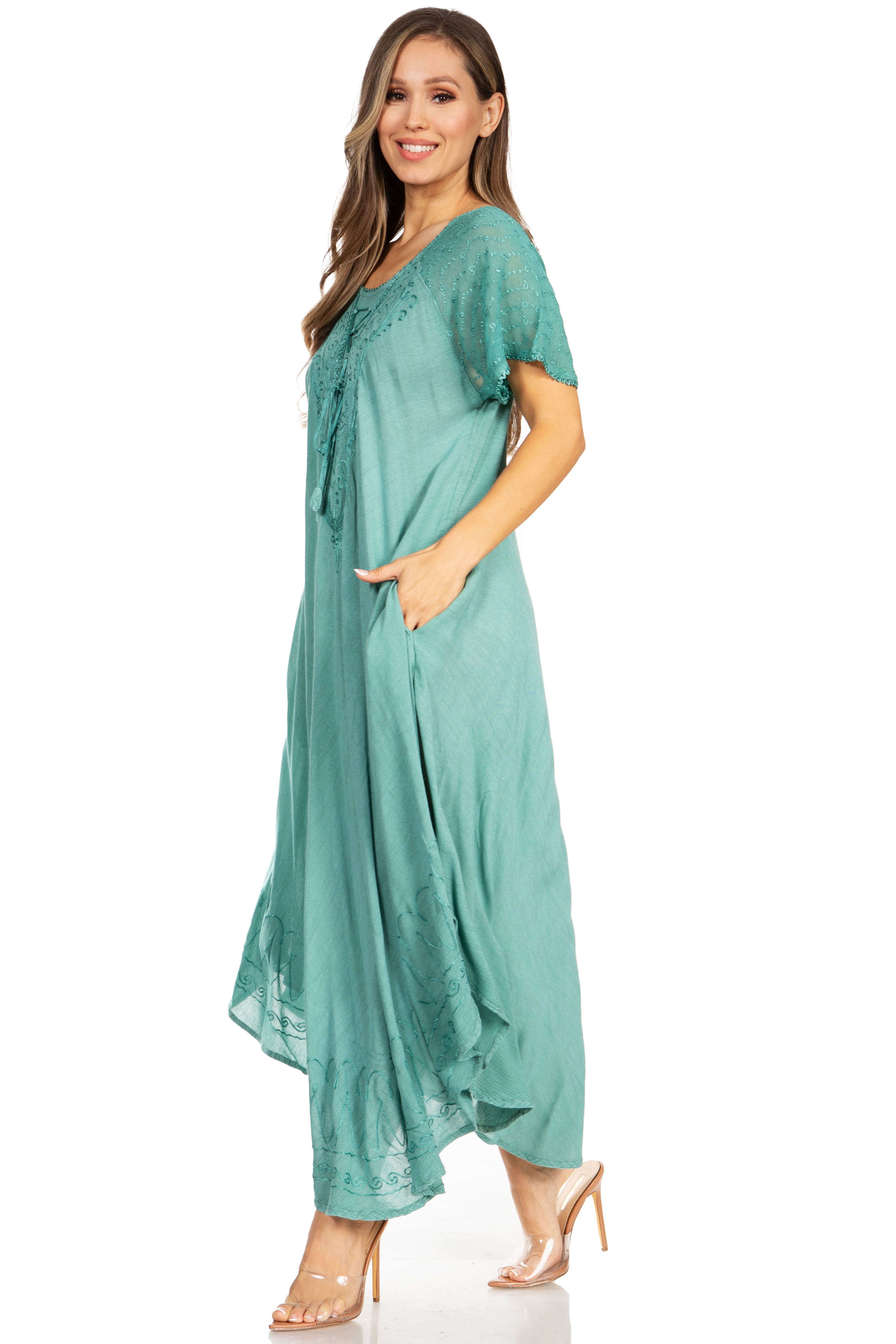 Egan Embroidered Caftan Dress & Cover-Up