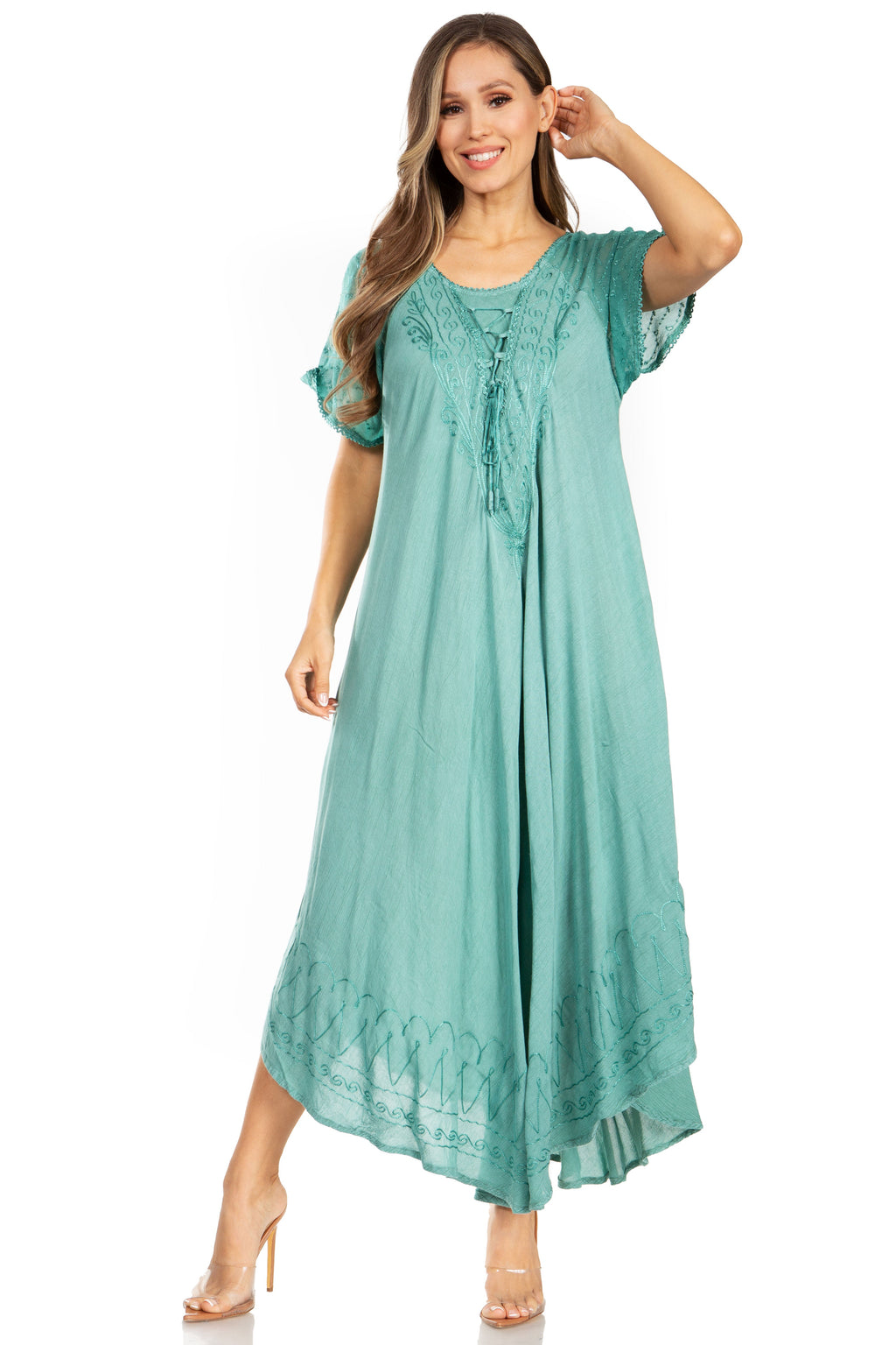Egan Embroidered Caftan Dress & Cover-Up