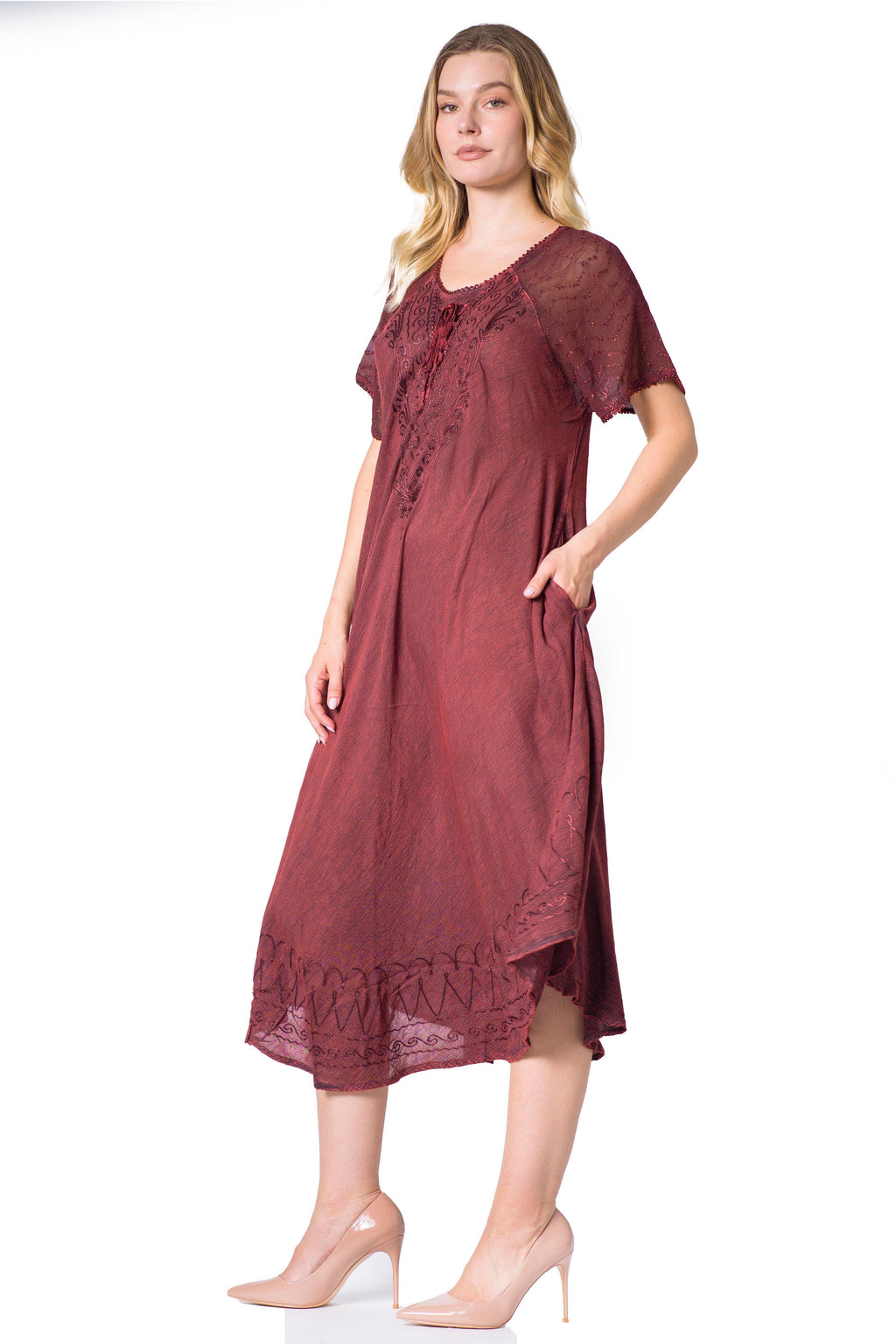 Egan Embroidered Caftan Dress & Cover-Up