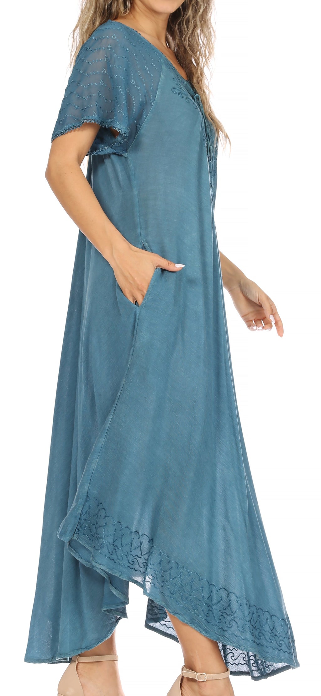 Egan Embroidered Caftan Dress & Cover-Up