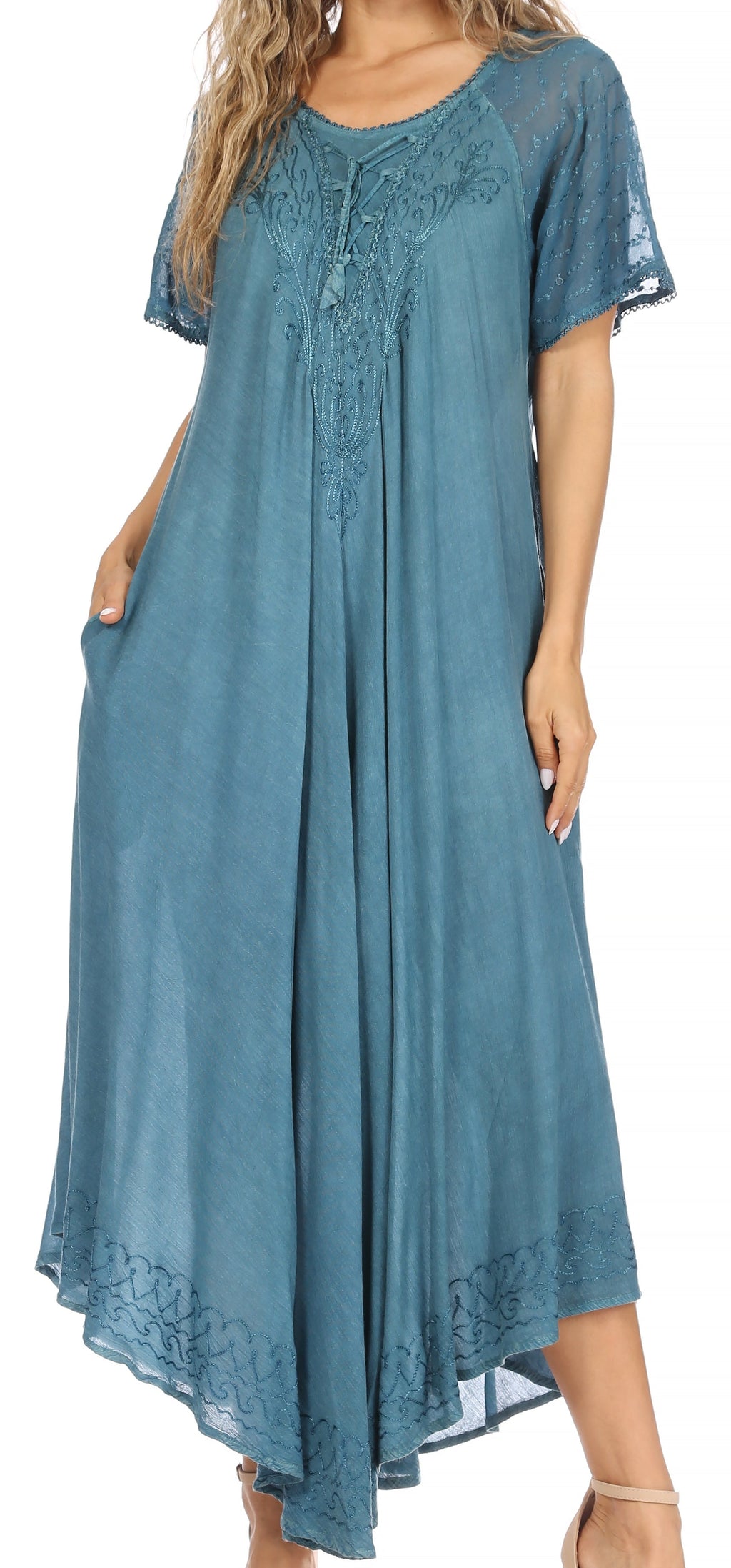 Egan Embroidered Caftan Dress & Cover-Up