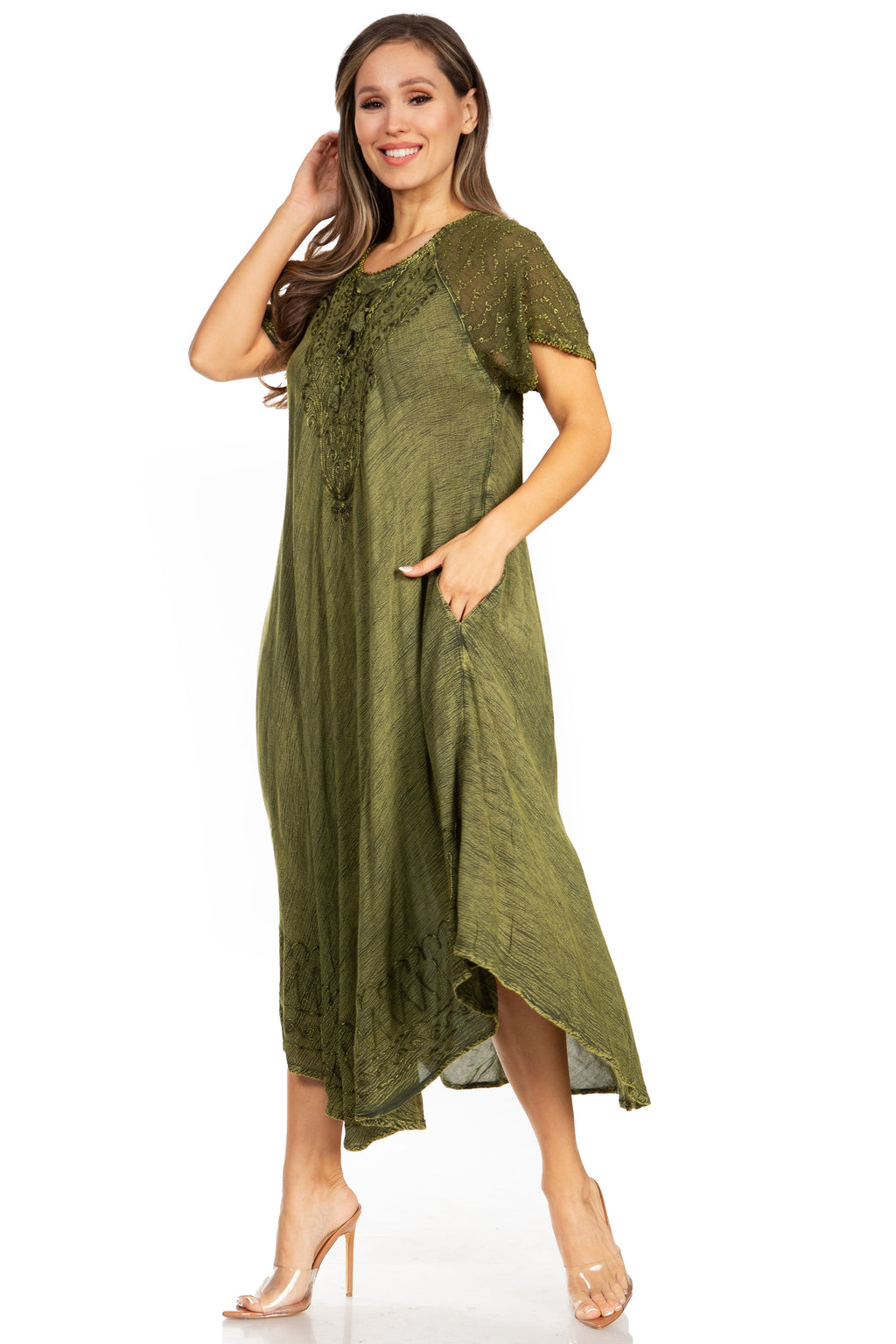 Egan Embroidered Caftan Dress & Cover-Up