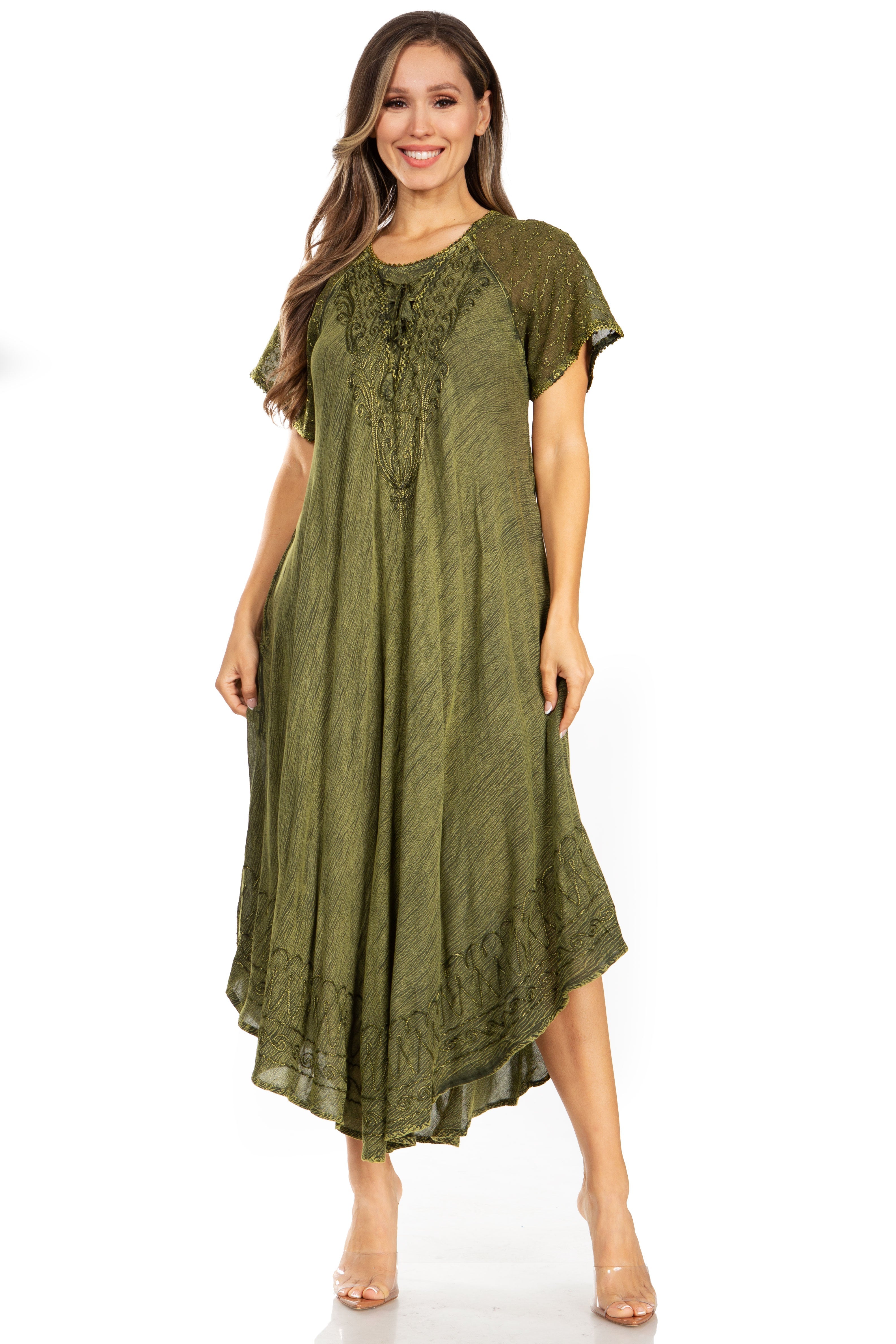 Egan Embroidered Caftan Dress & Cover-Up