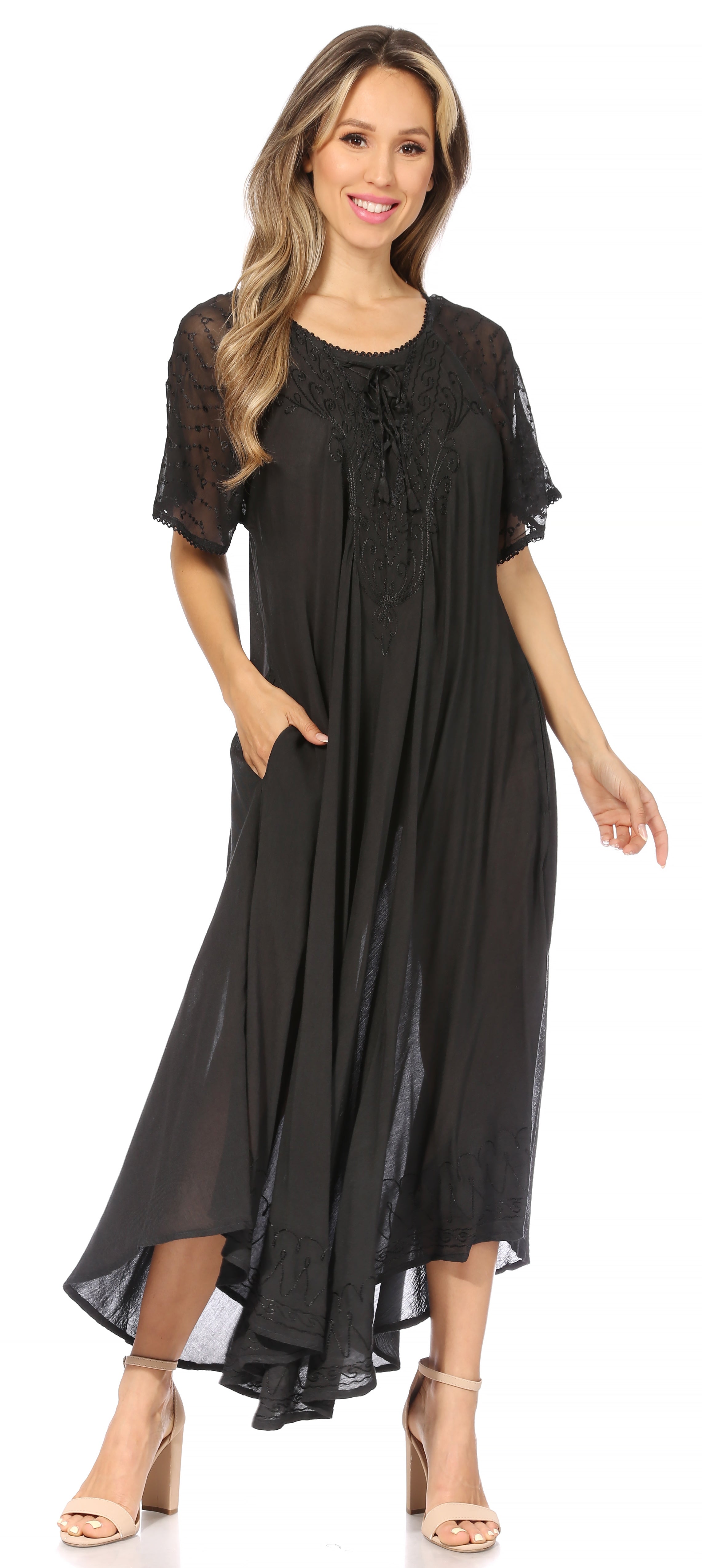 Egan Embroidered Caftan Dress & Cover-Up