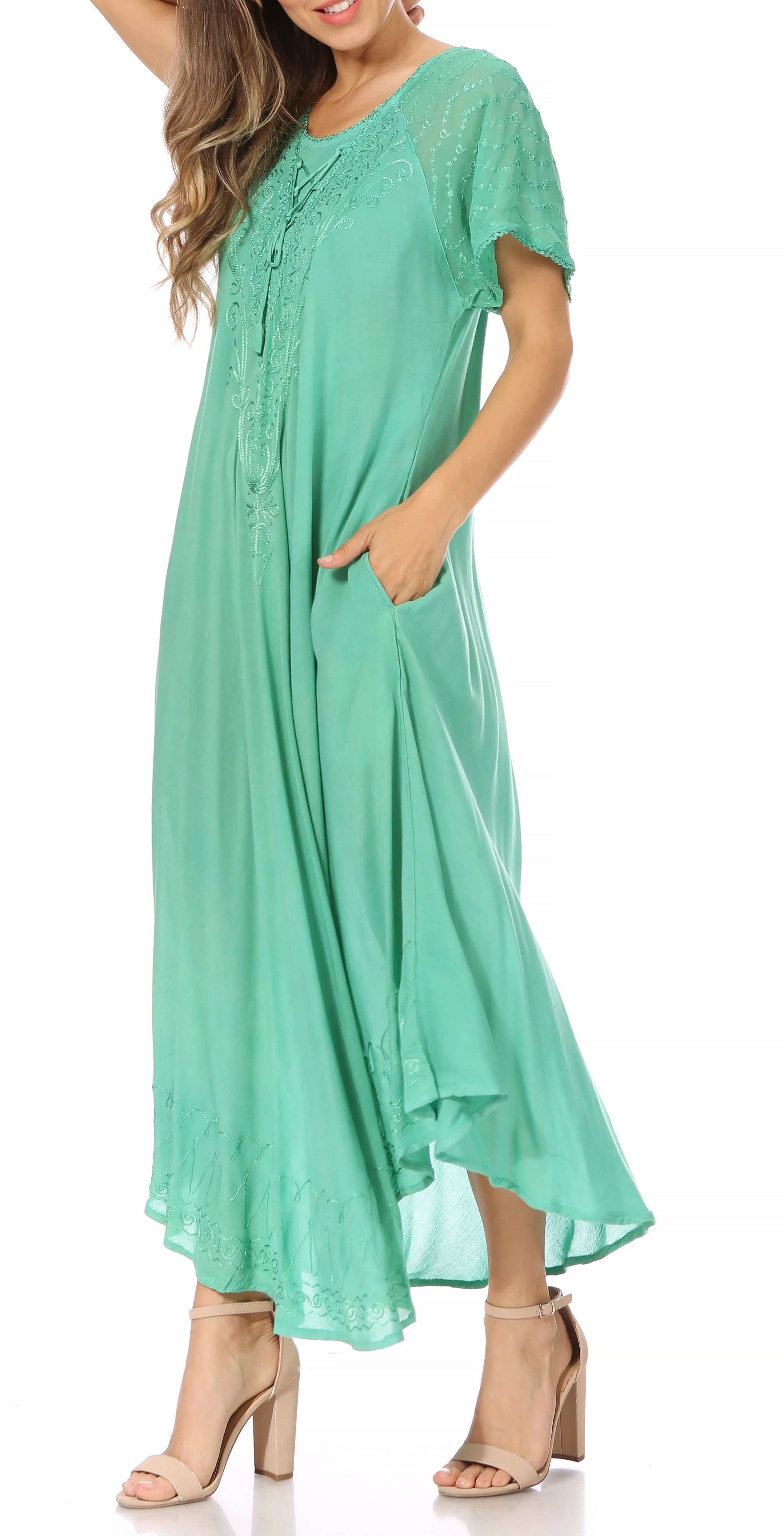 Egan Embroidered Caftan Dress & Cover-Up