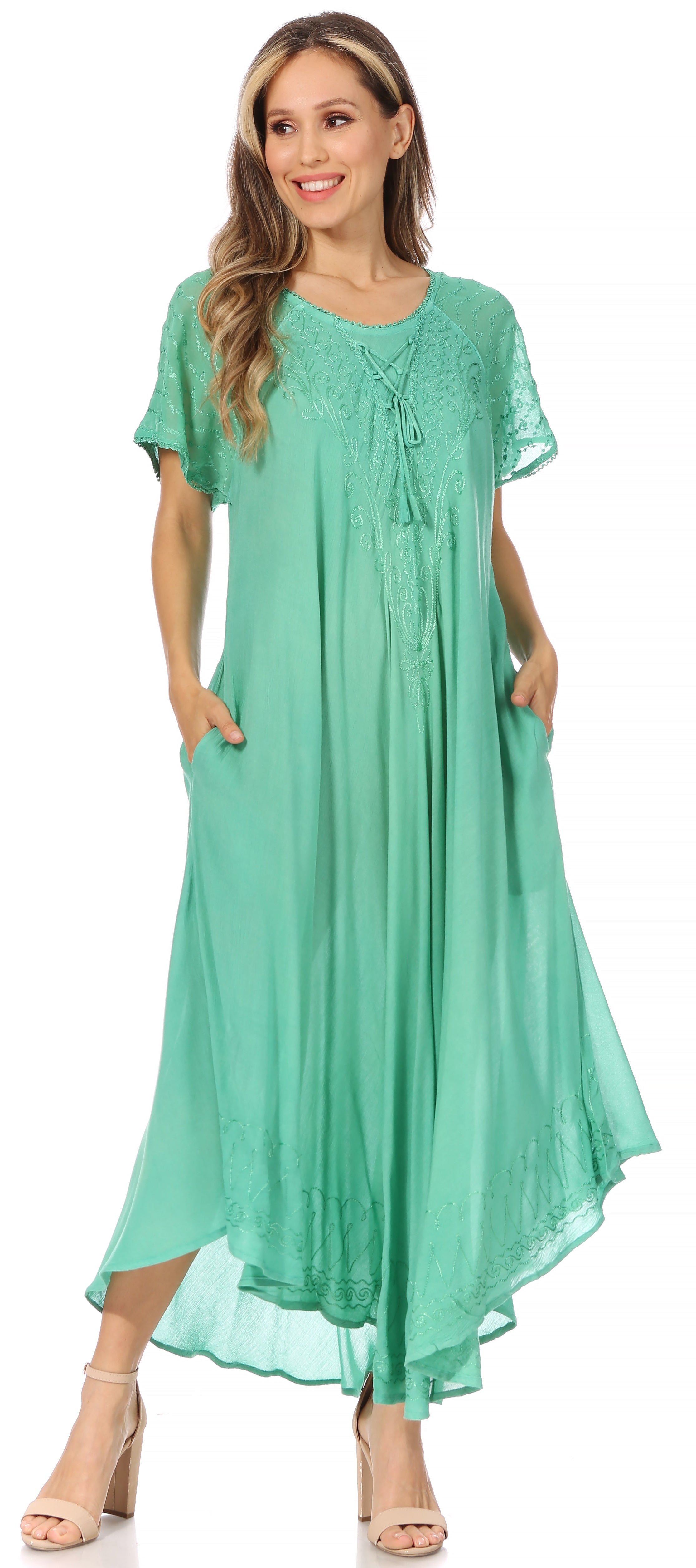 Egan Embroidered Caftan Dress & Cover-Up