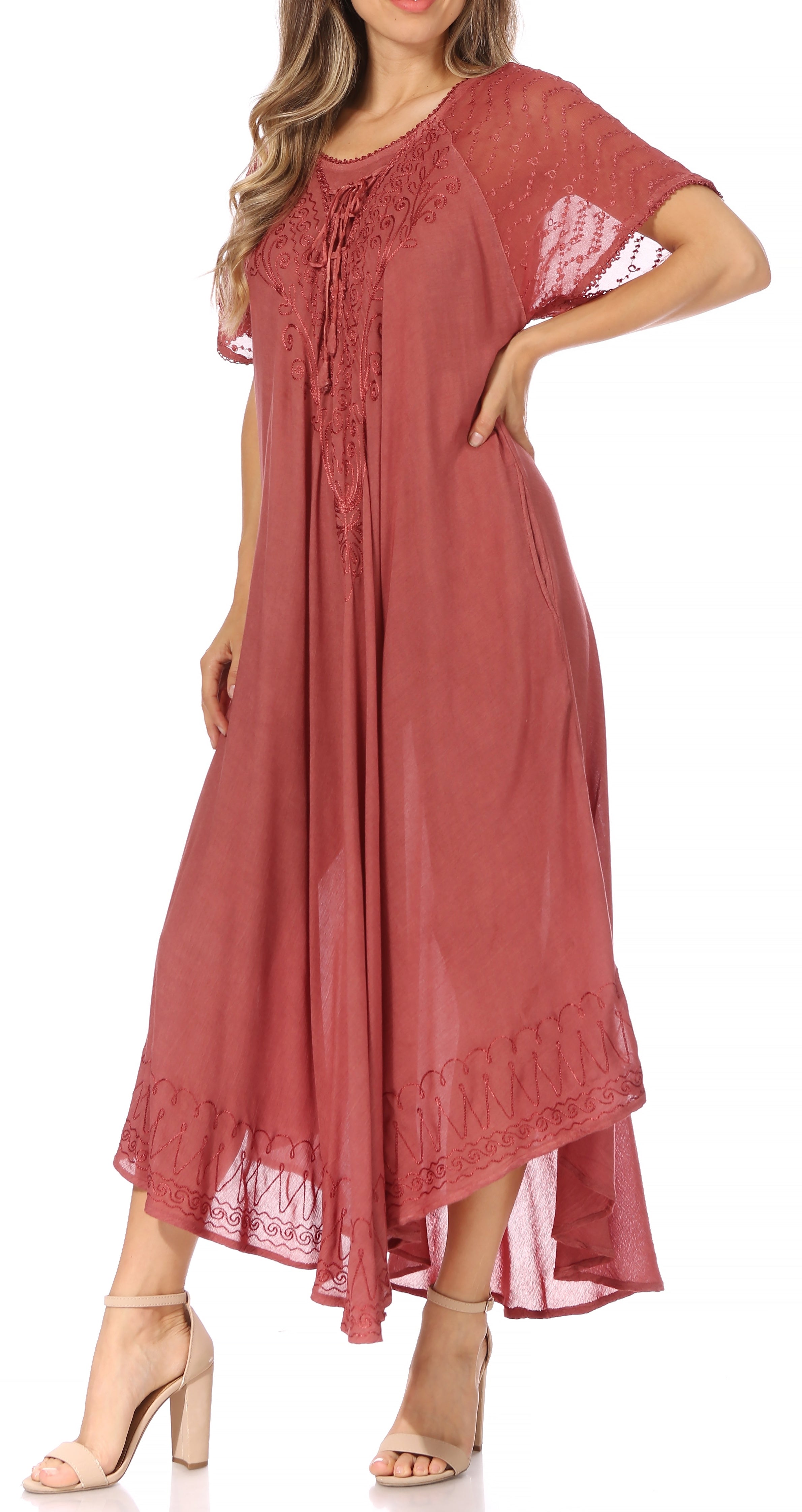 Egan Embroidered Caftan Dress & Cover-Up