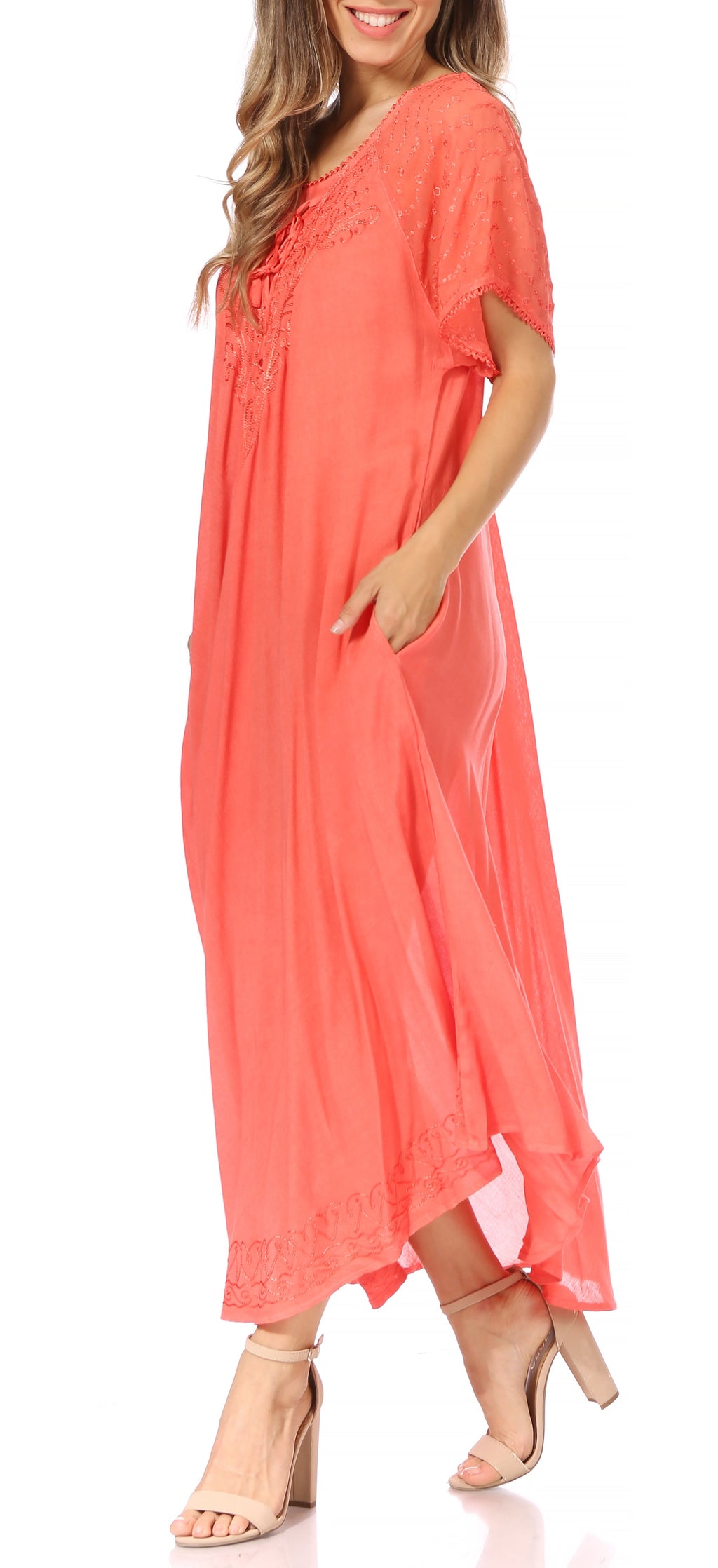 Egan Embroidered Caftan Dress & Cover-Up