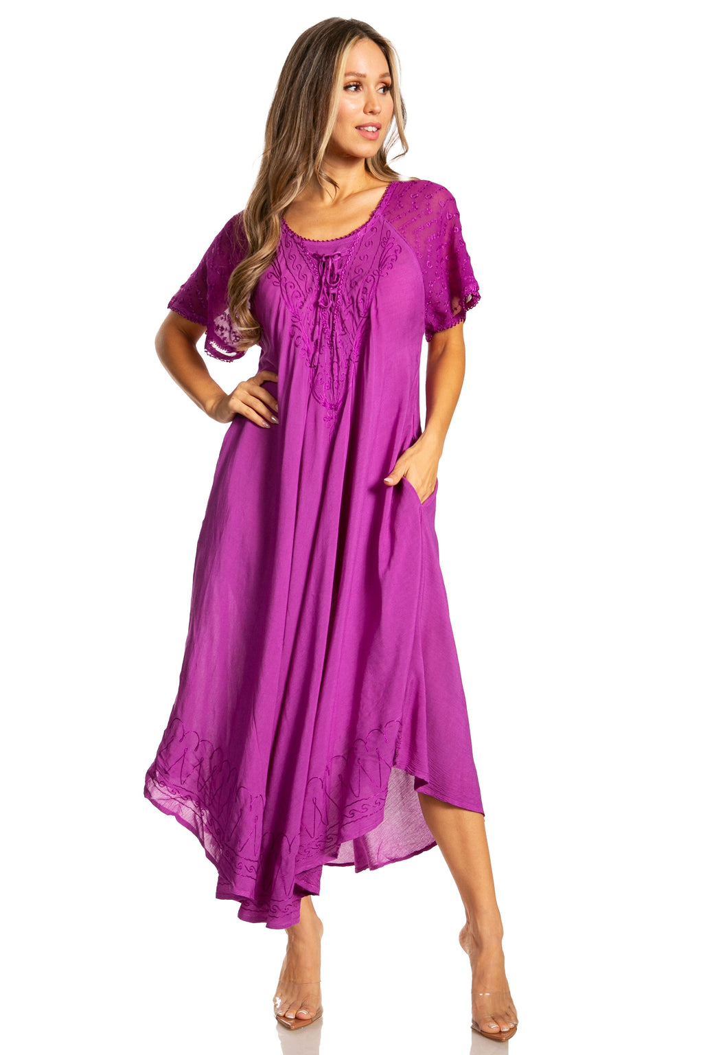 Egan Embroidered Caftan Dress & Cover-Up