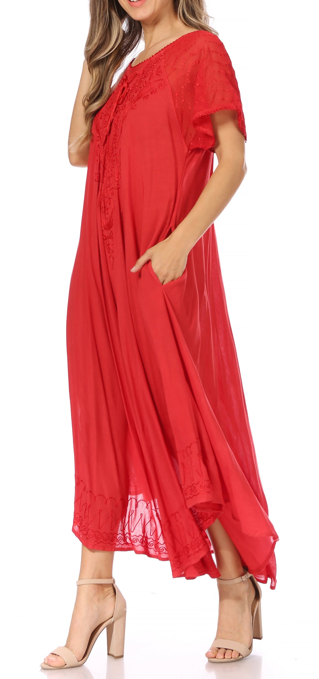 Egan Embroidered Caftan Dress & Cover-Up