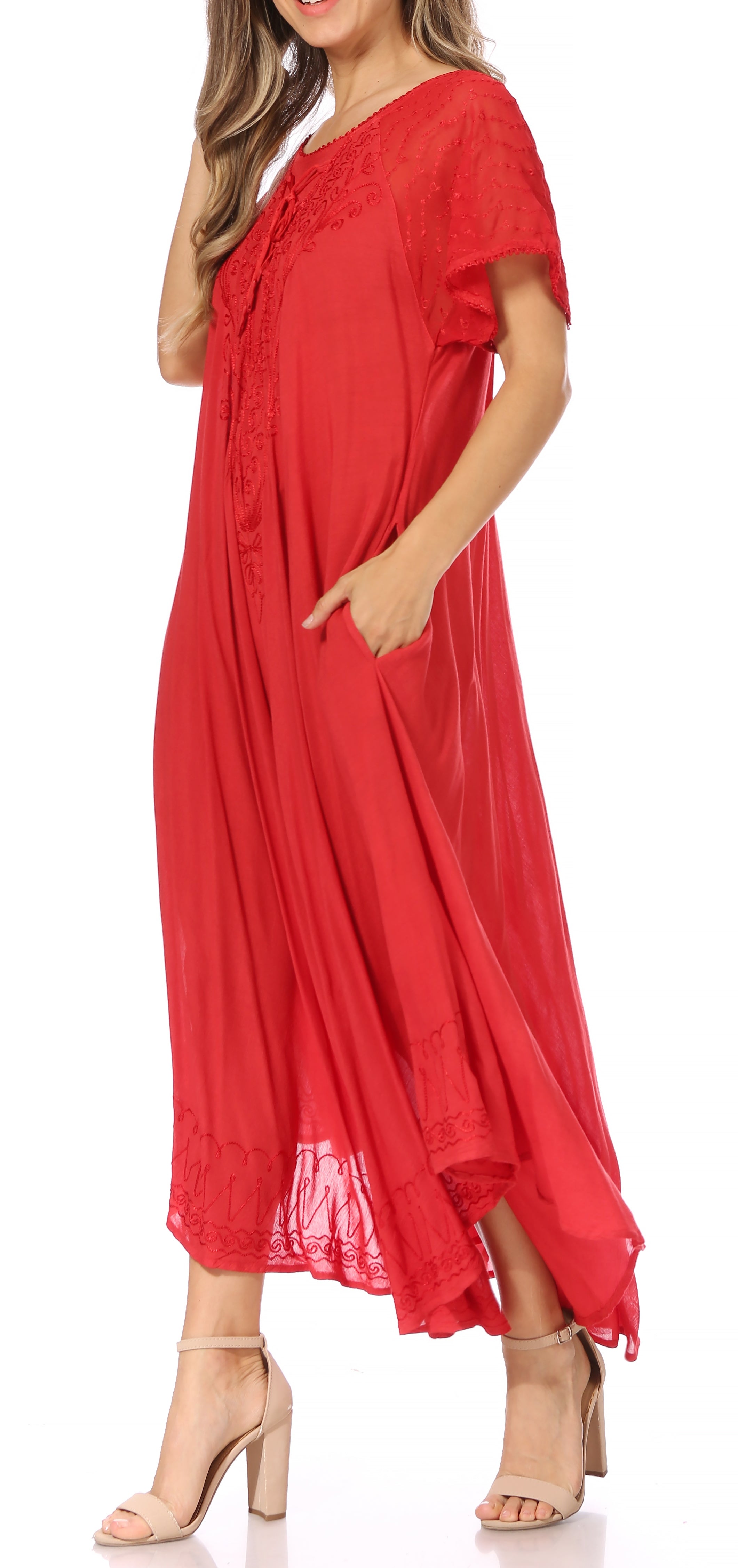 Egan Embroidered Caftan Dress & Cover-Up