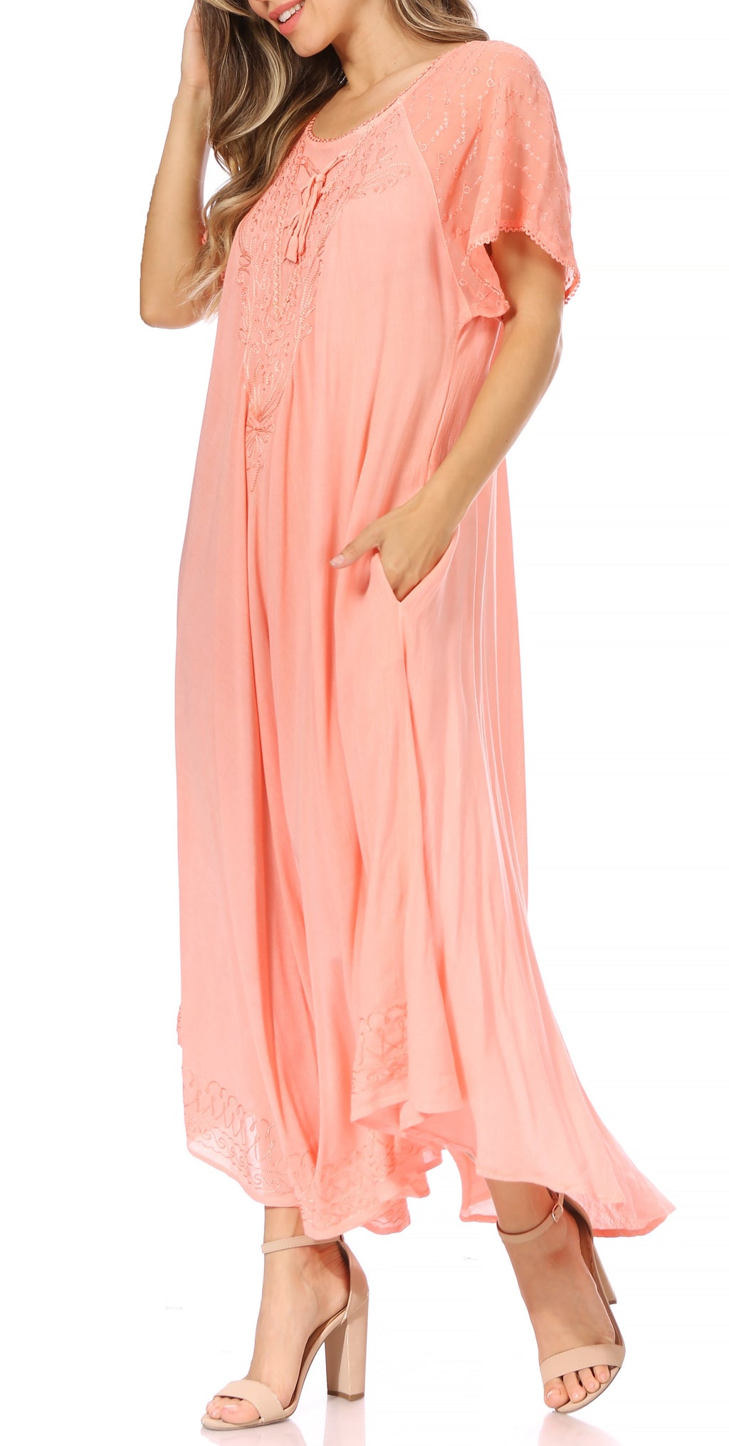 Egan Embroidered Caftan Dress & Cover-Up