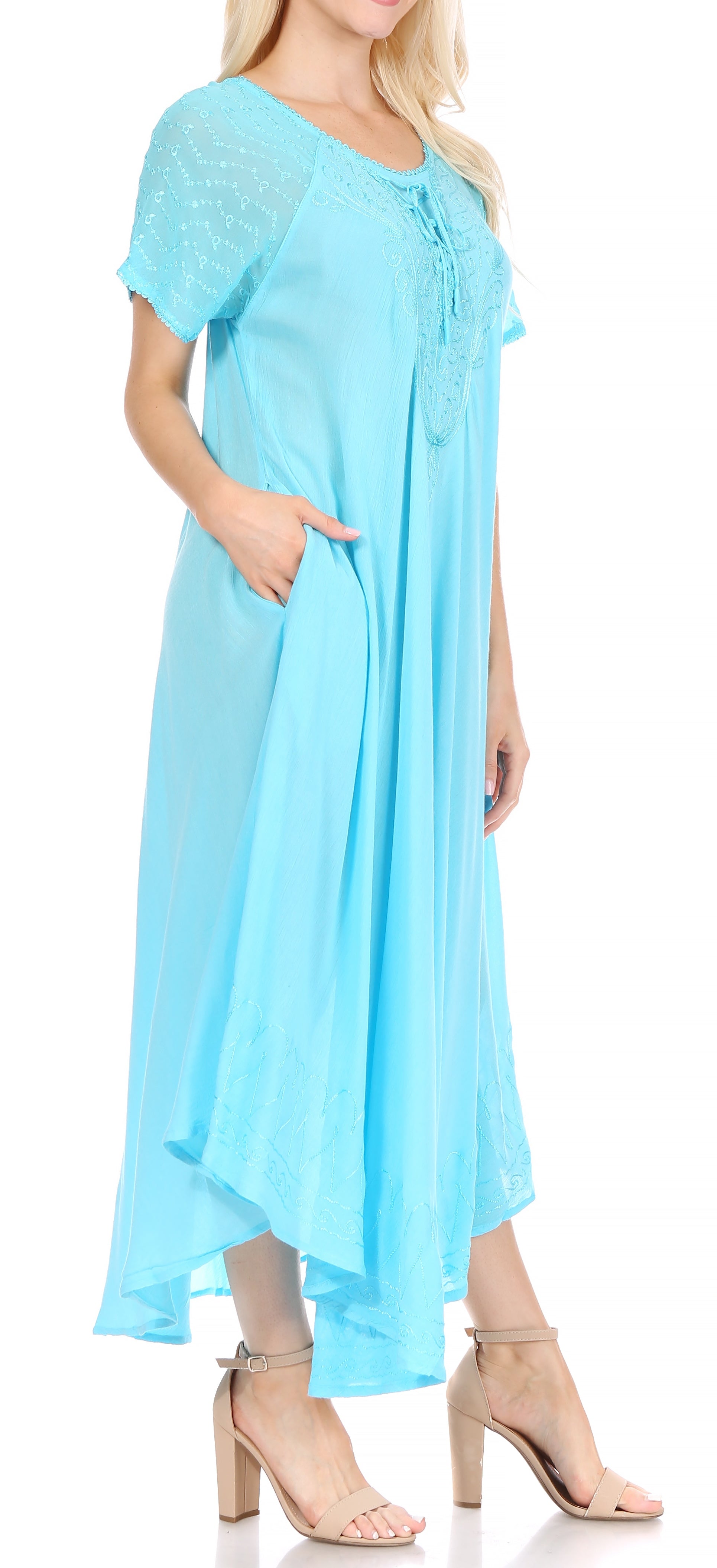 Egan Embroidered Caftan Dress & Cover-Up