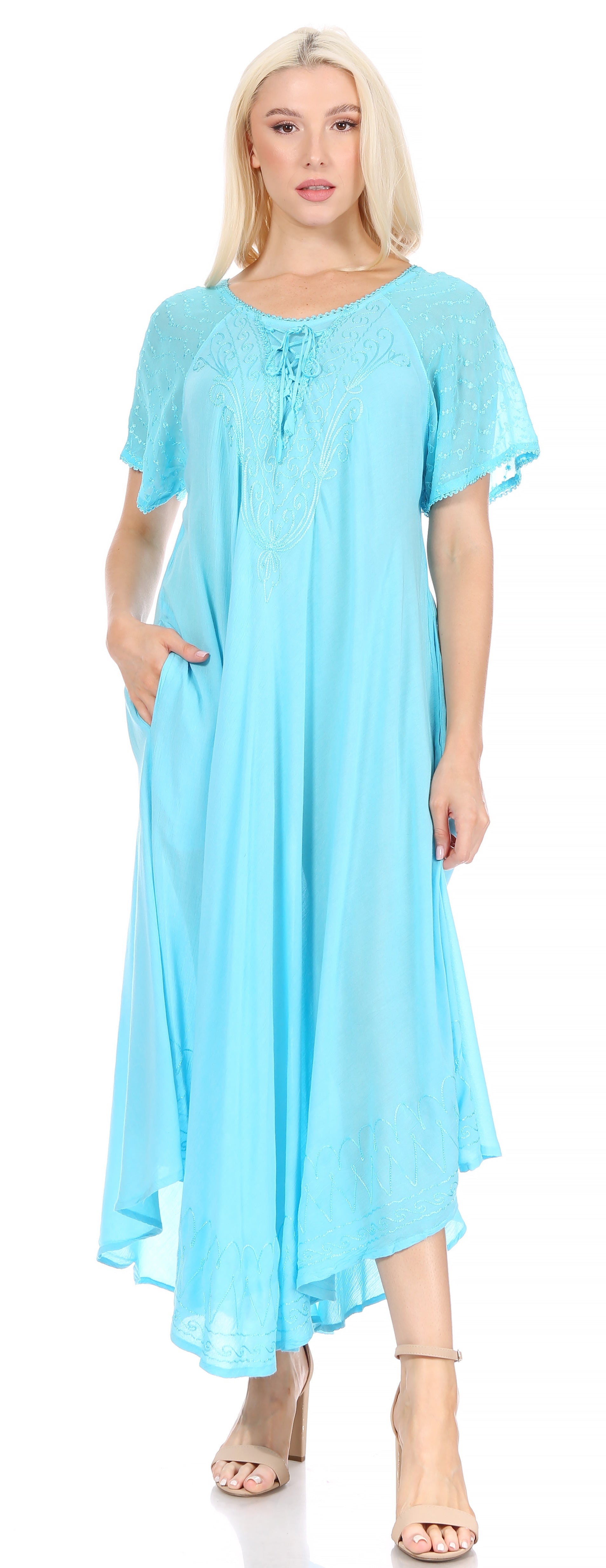 Egan Embroidered Caftan Dress & Cover-Up