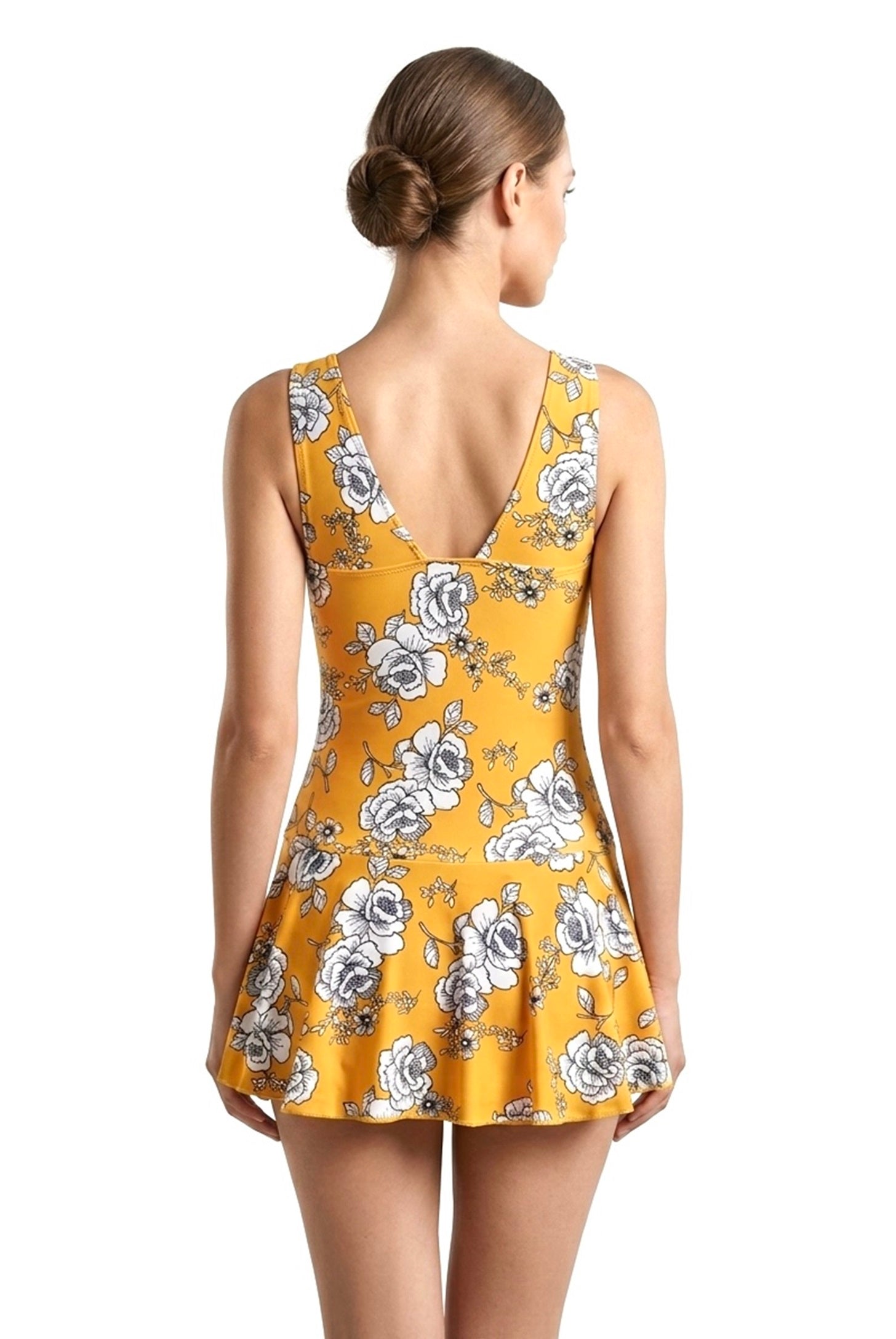 Rose Mustard Floral Swim Dress