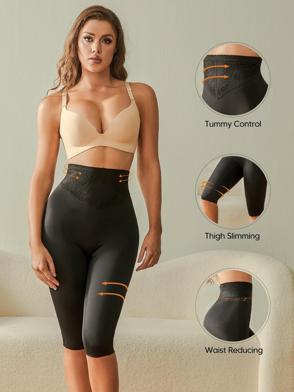 High-Waisted Shaping Shorts — Black, 3XL