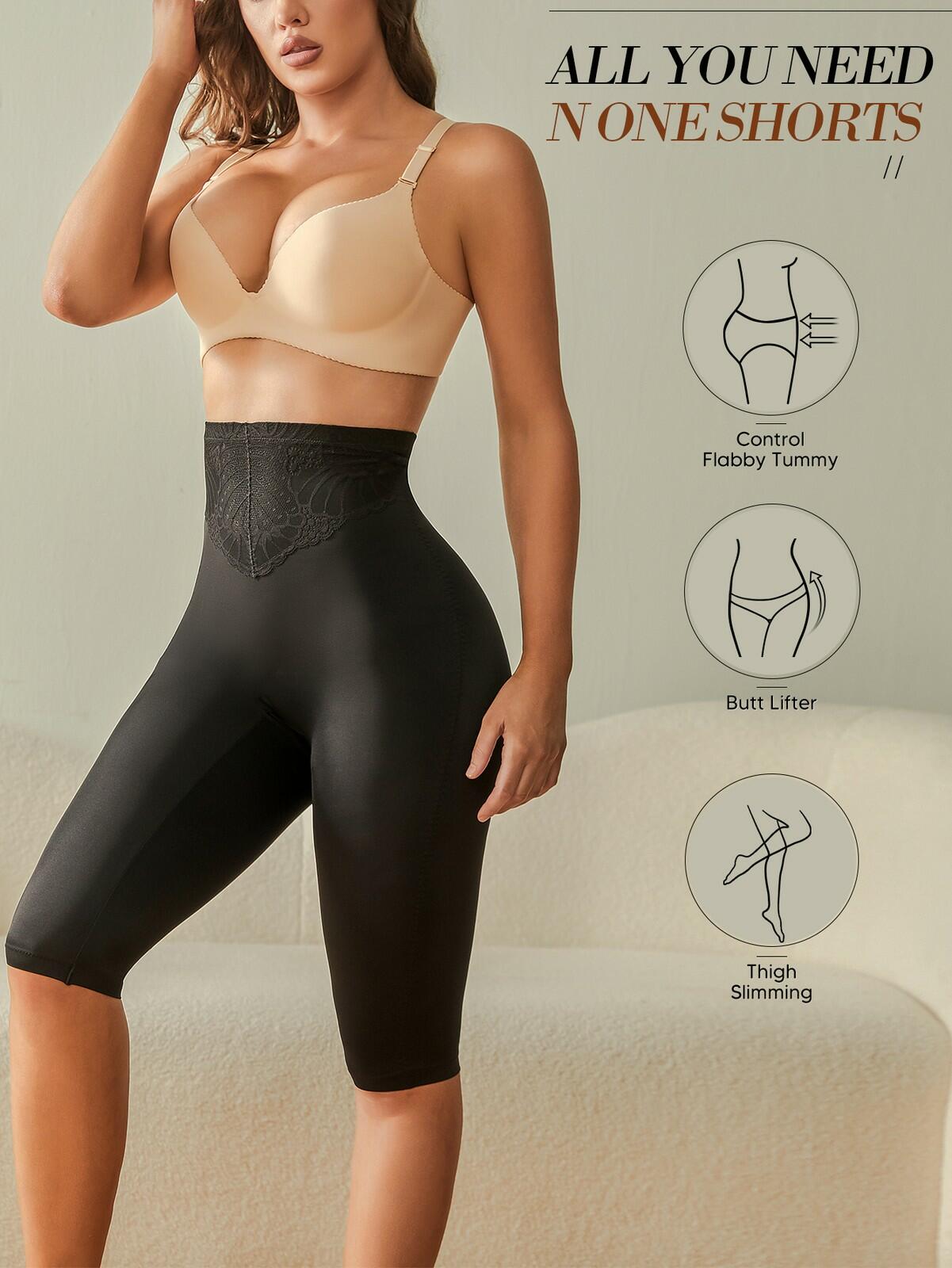 High-Waisted Shaping Shorts — Black, 3XL
