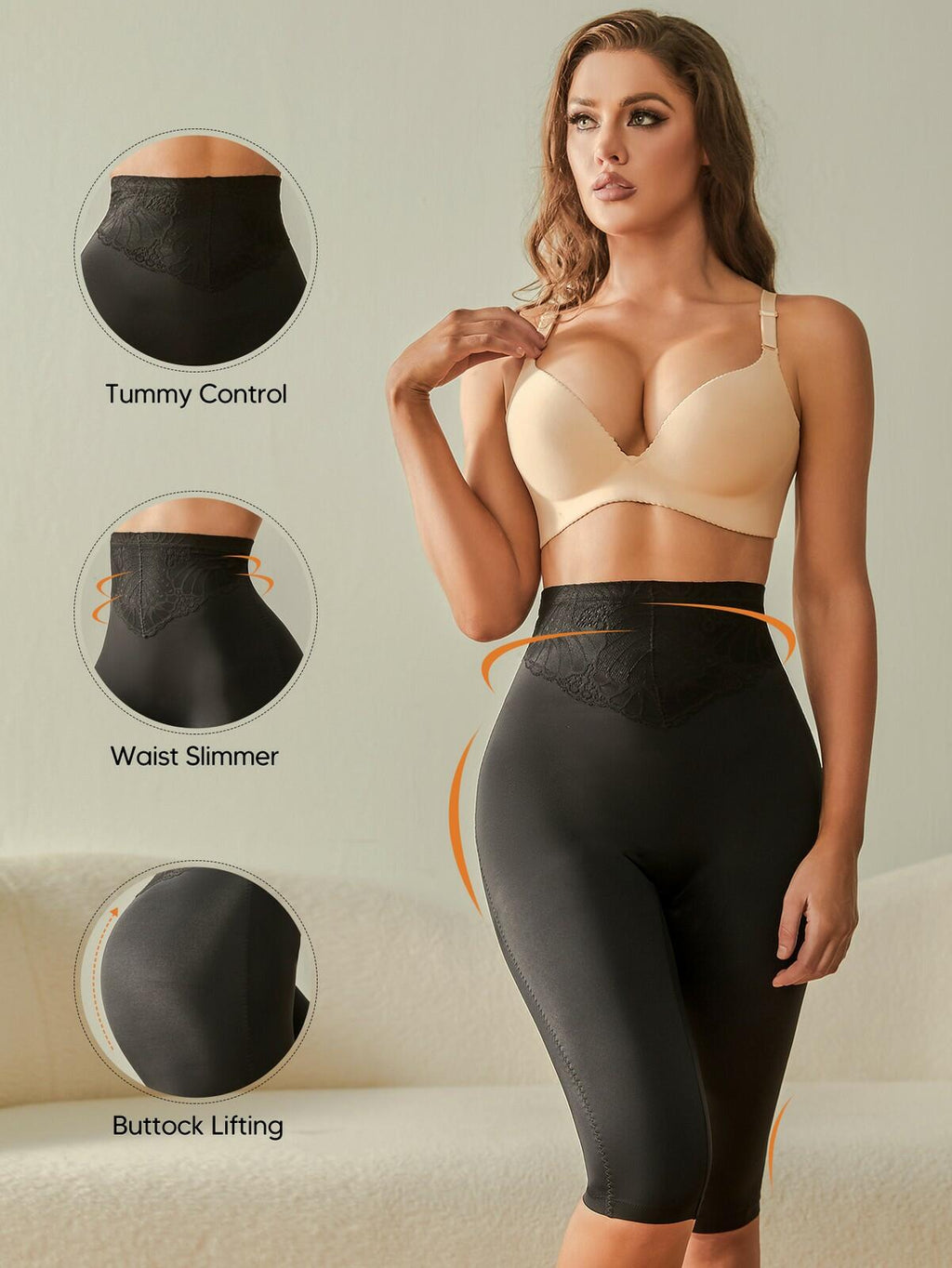 High-Waisted Shaping Shorts — Black, 3XL